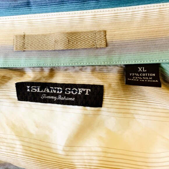 Tommy Bahama Jeans Mens Island Soft Shirt Silk Cotton Multicolor Stripe Size XL - Picture 10 of 12